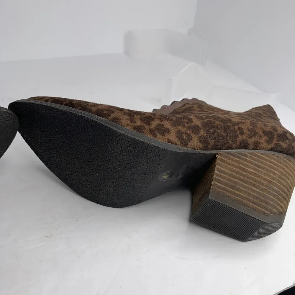 Coconuts by Matisse Women's Leopard Scallop Adalyn Ankle Boot Tan Sz 9‎
